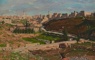 Ludwig Blum’s ‘City of Jerusalem’ sells for double its estimate at John Moran