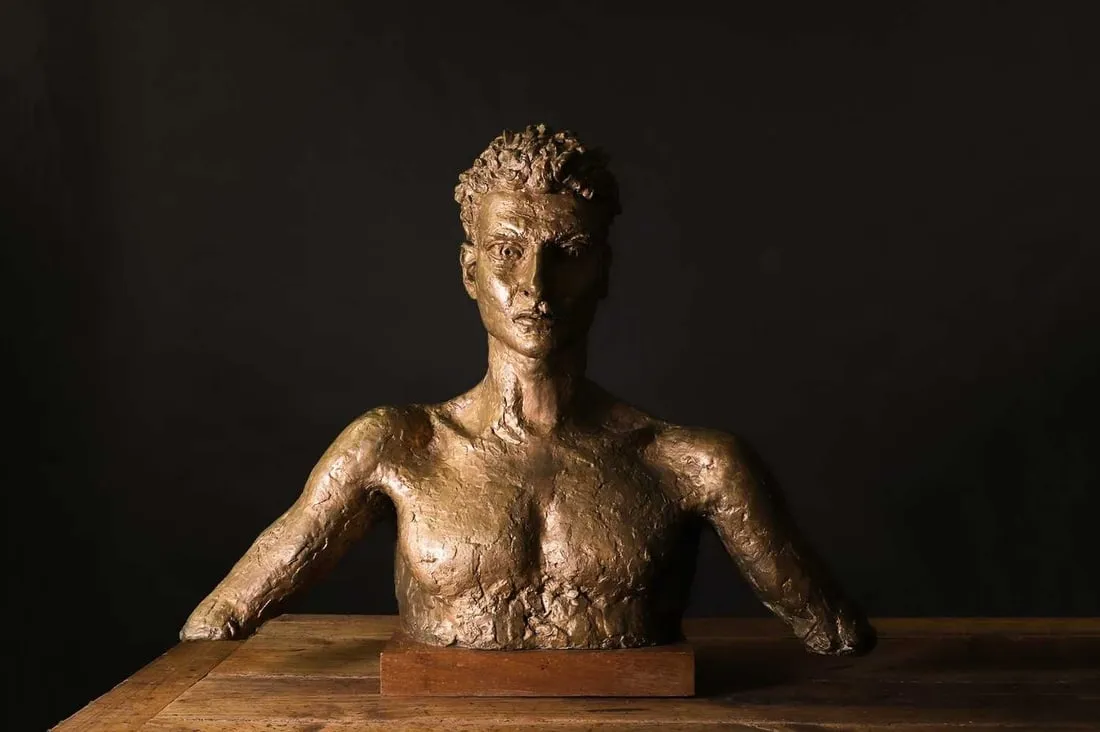 Gilt bronze portrait bust of Lucien Freud by Jacob Epstein. Estimate £50,000-70,000 at Sworders.
