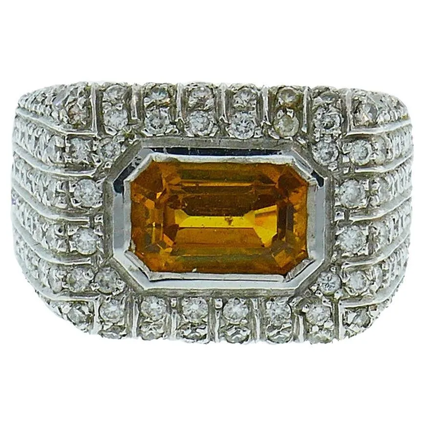 Vintage yellow sapphire, diamond and 18K white gold ring from Italy, estimated at $8,000-$10,000 at Jasper52.