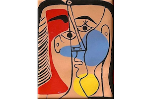Pablo Picasso, ‘Large Red Blue & Yellow Head,’ 1978 linocut in colors, estimated at $300-$350 at Jasper52.