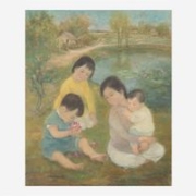 Lê Thị Lựu, 'Mother and Children in Landscape,' estimated at $200,000-$300,000 at Freeman's.