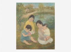 Lê Thị Lựu, 'Mother and Children in Landscape,' estimated at $200,000-$300,000 at Freeman's.