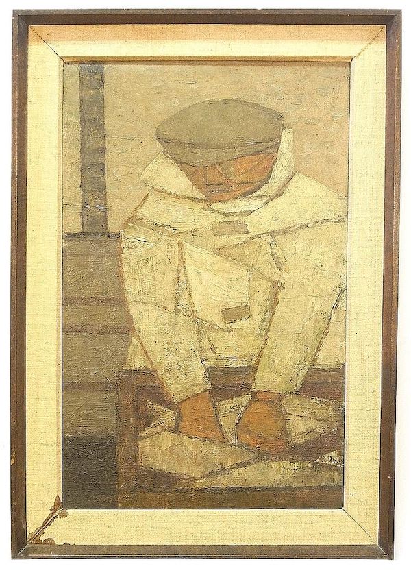 Prunella Clough, ‘Fish Monger,’ which hammered for CA$35,000 and sold for CA$43,750, or $31,600 with buyer’s premium at Lunds Auctioneers & Appraisers.