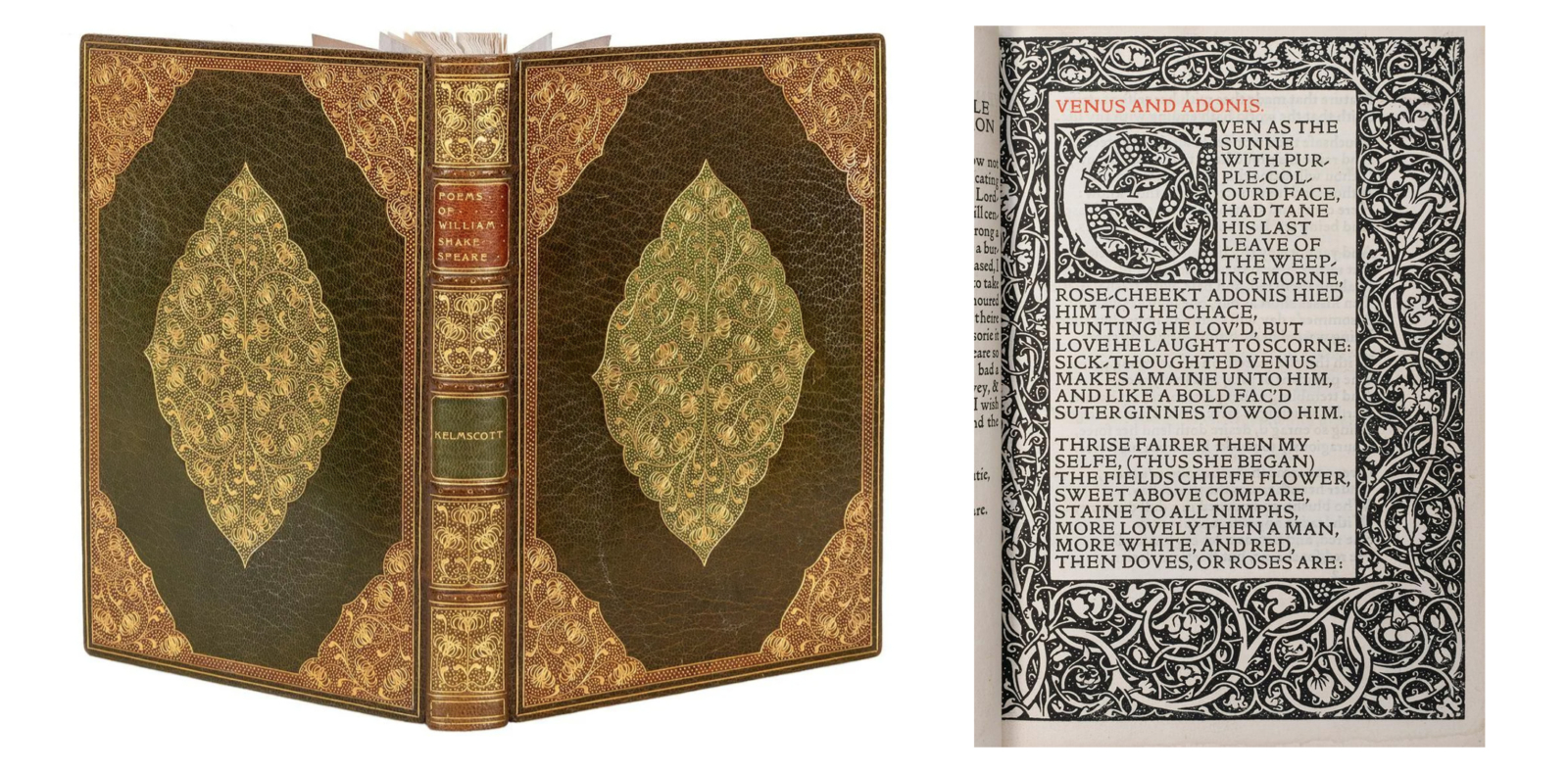 Kelmscott Press’s The Poems of William Shakespeare brought $14,000 plus the buyer’s premium in October 2022. Image courtesy of Potter & Potter Auctions and LiveAuctioneers.