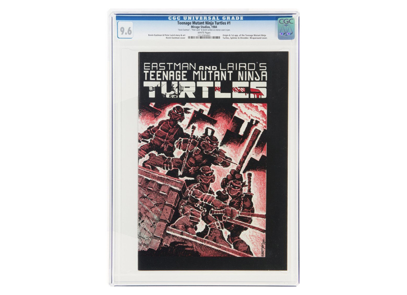 A copy of Teenage Mutant Ninja Turtles #1 signed by co-creators Kevin Eastman and Peter Laird achieved $55,000 plus the buyer’s premium in April 2021. Image courtesy of Heritage Auctions and LiveAuctioneers.