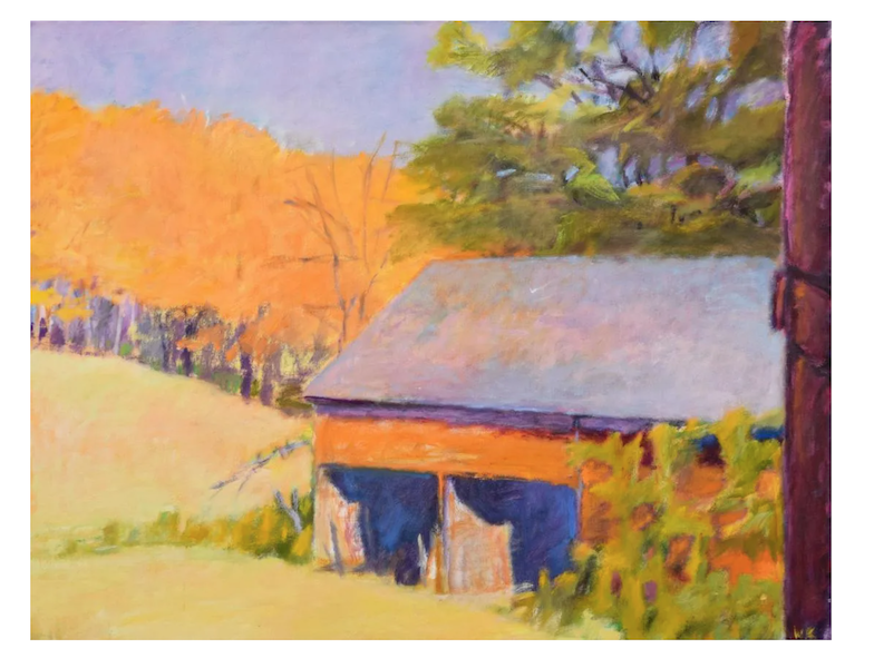 Painted in 1976, Wolf Kahn’s ‘Looking Down to the Woodshed’ sold for $75,000 plus the buyer’s premium in December 2022. Image courtesy of Palm Beach Modern Auctions and LiveAuctioneers.