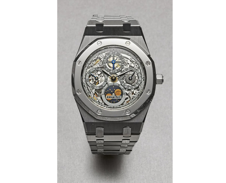 An Audemars Piguet Royal Oak perpetual calendar skeleton watch took CHF 260,000 ($288,229) plus the buyer’s premium in November 2021. Image courtesy of Ineichen Zurich and LiveAuctioneers.