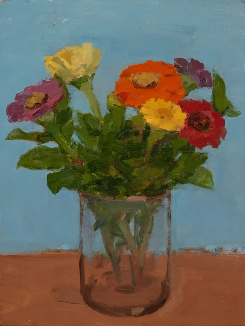 Albert York, Zinnias in a Glass Vase, sold for $120,000 ($156,000 with buyer’s premium) at Hindman.