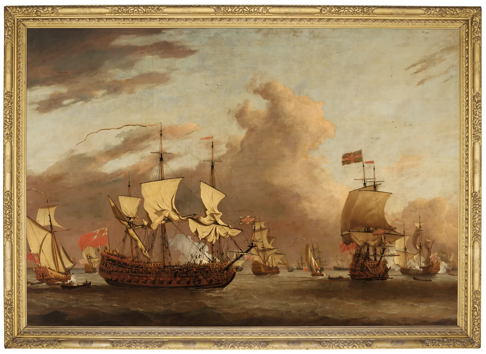 WILLEM VAN DE VELDE THE YOUNGER (LEIDEN 1633-1707 WESTMINSTER) AND STUDIO An English Two-Decker at Sea