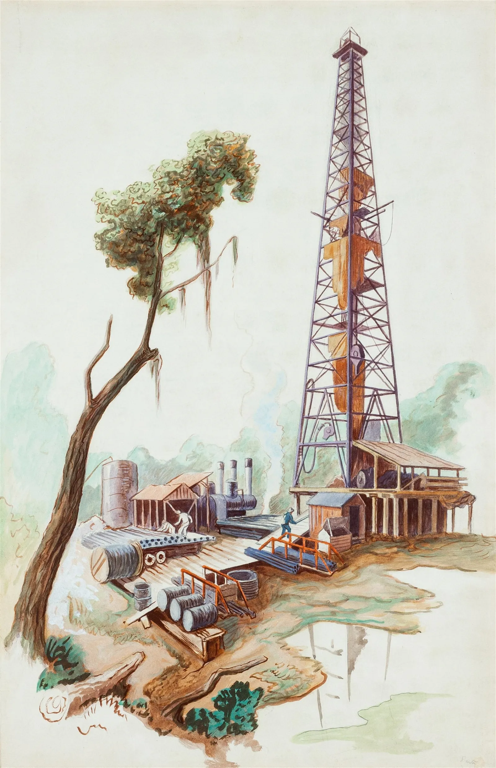 Thomas Hart Benton, Oil Well, $50,000-$80,000 at Cottone Auctions.