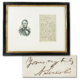 Abraham Lincoln signed correspondence hand-written on Executive Mansion stationery, $65,000-$75,000 at University Archives.