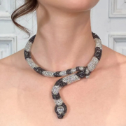 Diamond snake necklace by De Grisogono, estimated at $90,000-$150,000 at J. Garrett Auctioneers.