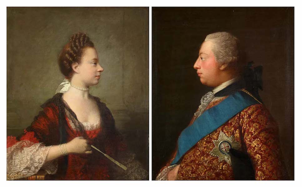 Allan Ramsay half-portraits of King George III and Queen Charlotte, estimated at £25,000-£35,000 ($31,075-$43,500) at Lyon & Turnbull.