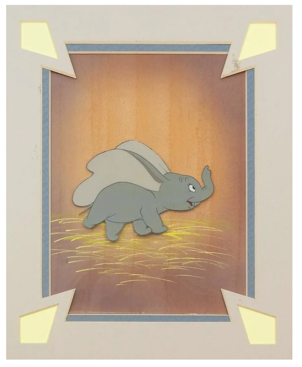 This original ‘Dumbo’ production cel, marketed by Courvoisier Galleries, went for $4,250 plus the buyer’s premium in August 2020. Image courtesy of Van Eaton Galleries and LiveAuctioneers.
