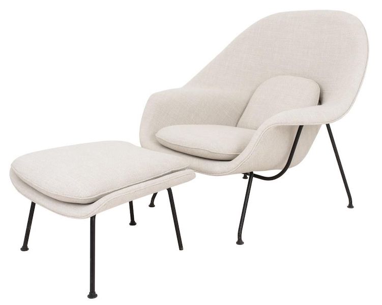 An Eero Saarinen for Knoll Womb chair and stool earned $5,500 plus the buyer’s premium in May 2023. Image courtesy of Auctions at Showplace and LiveAuctioneers.