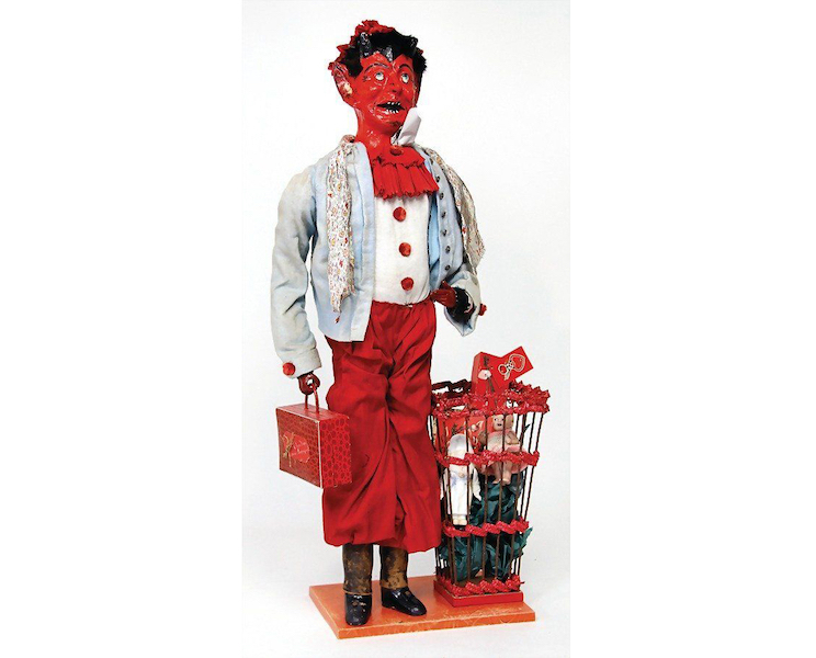A standing, head-nodding Krampus figure with a papier-mache head and body sold for €3,100 (about $3,300) plus the buyer’s premium in October 2016. Image courtesy of Ladenburger Spielzeugauktion GmbH and LiveAuctioneers.