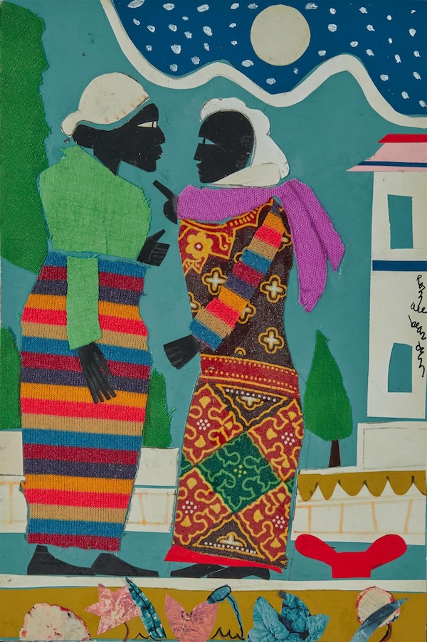 ‘In the Garden,’ a 1978 acrylic, cloth, and paper collage on board by Romare Bearden, sold handily above estimate at $75,000 plus the buyer’s premium in November 2020. Image courtesy of Grogan & Company and LiveAuctioneers.