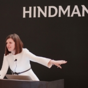 Gemma Sudlow on the rostrum for Hindman’s inaugural New York auction, Time & Space: Watches from the Collection of Glen de Vries. Image courtesy of Hindman.