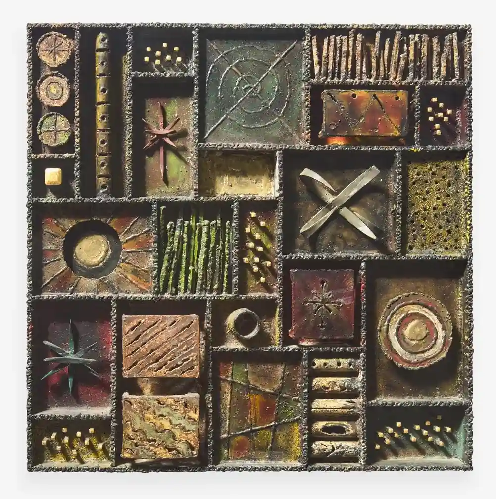 Sculptural wall panel made in 1972 by Paul Evans, estimated at $15,000-$25,000 at Freeman’s.