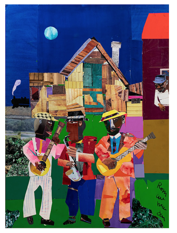 Holding the highest price for Romare Bearden artworks sold on the LiveAuctioneers platform is his circa-1980 paper collage, ‘Musicians,’ which attained $520,000 plus the buyer’s premium in March 2022. Image courtesy of Black Art Auction and LiveAuctioneers.
