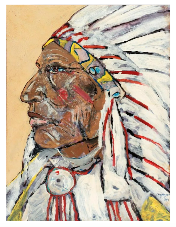 A Native American portrait by Ira Yeager sold for $8,200 plus the buyer’s premium in December 2021. Image courtesy of Turner Auctions + Appraisals and LiveAuctioneers.