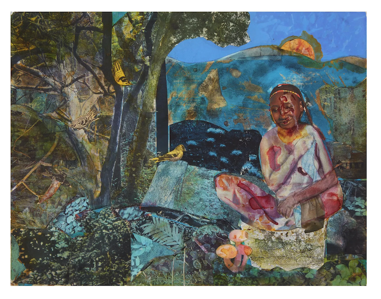‘Sunset,’ a 1981 mixed media and collage by Romare Bearden, brought $77,500 plus the buyer’s premium in December 2019. Image courtesy of Freeman’s and LiveAuctioneers.