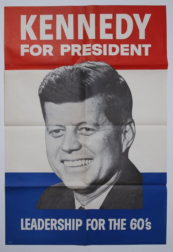 1960 Kennedy for President campaign poster from the estate of Helen Mary Keyes, estimated at $200-$400 at John McInnis Auctioneers.
