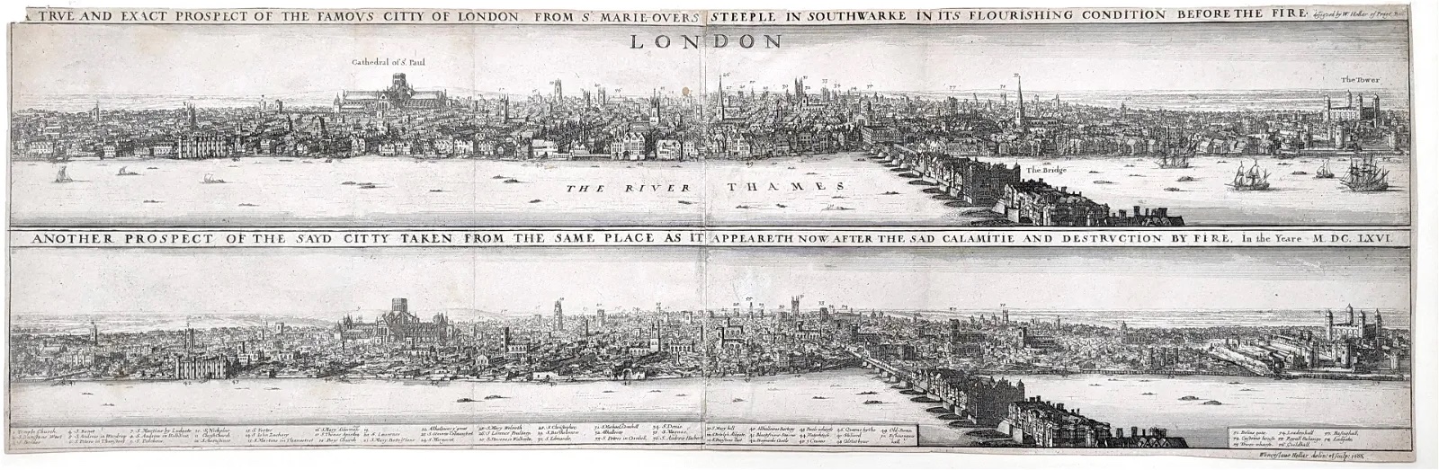 'Prospects of London Before and After the Great Fire' by Wenceslaus Hollar, estimated at $2,000-$3,000 at Tremont Auctions.