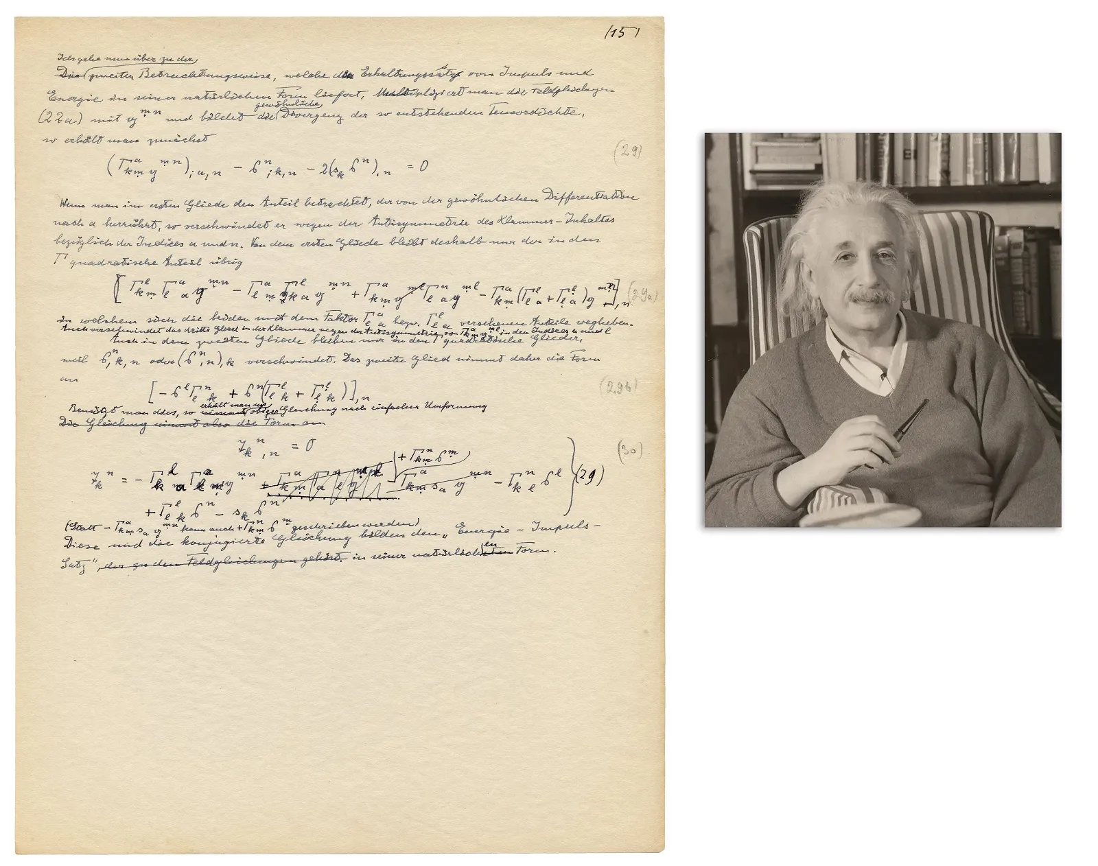 Albert Einstein Unified Field Theory autographed manuscript, estimated at $30,000-$40,000 at University Archives.