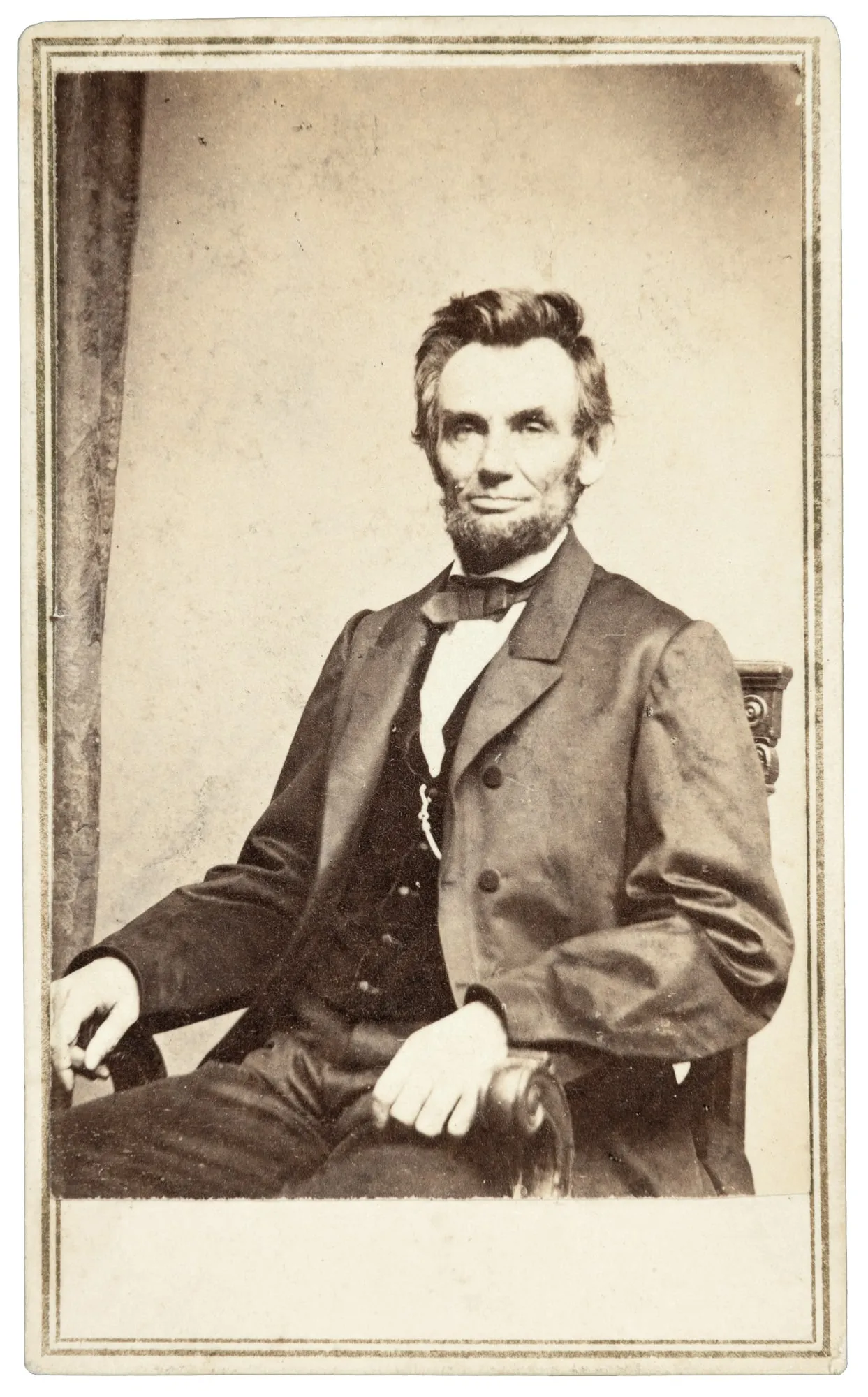 Mathew Brady carte de visite of Abraham Lincoln, estimated at $1,500-$2,500 at PBA Galleries.