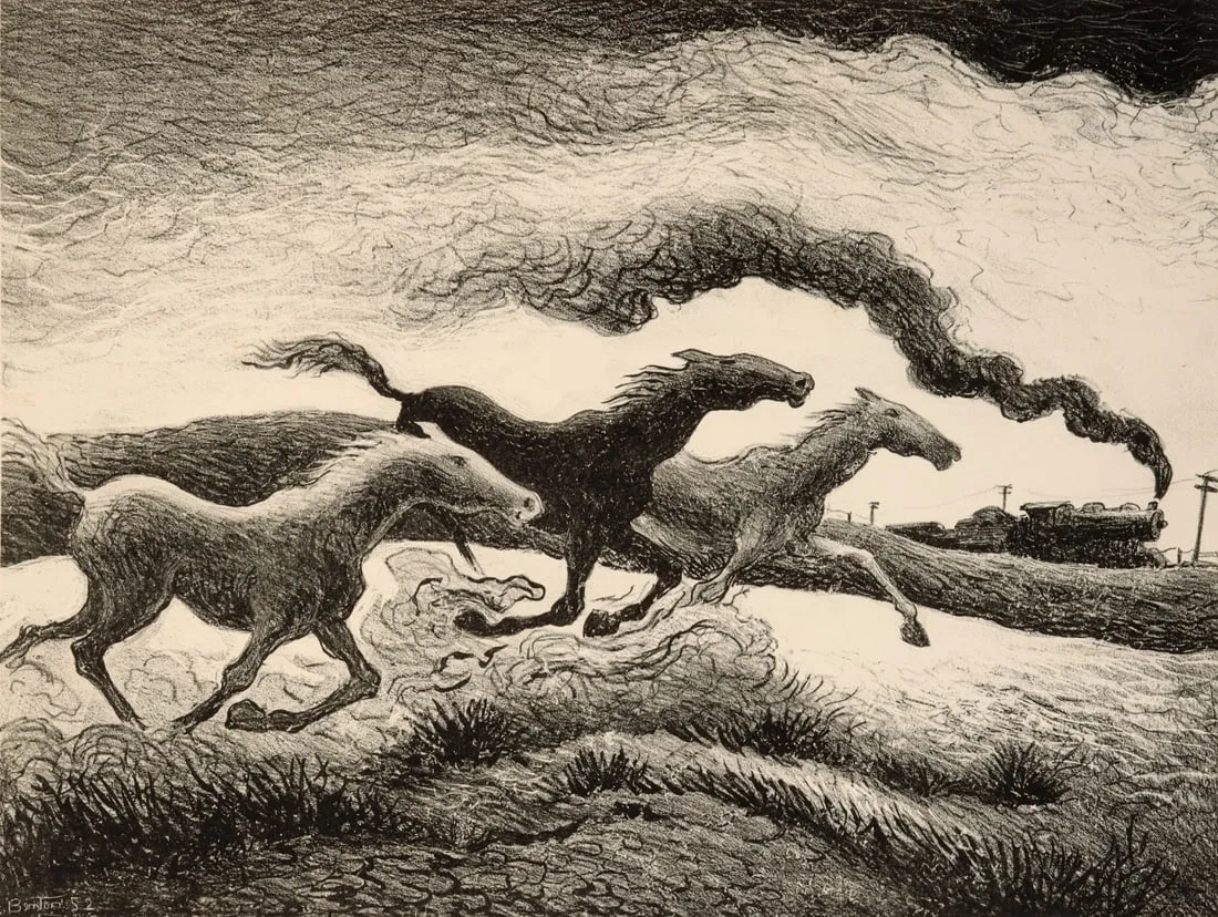 Thomas Hart Benton, 'Running Horses,' estimated at $6,000-$9,000 at Soulis.