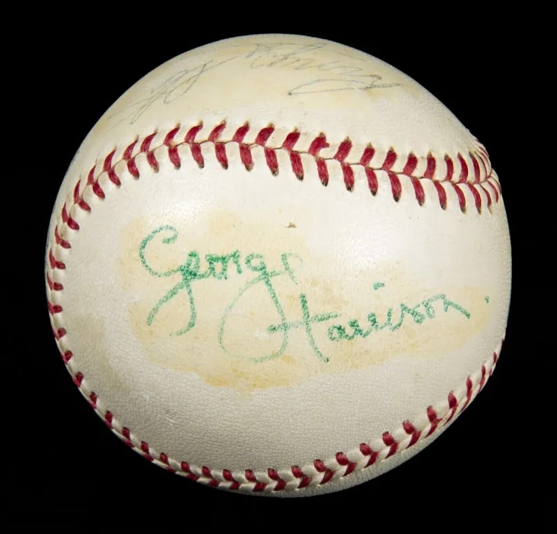 Beatles-signed baseball from their final U.S. concert, estimated at $50,000-$70,000 at Julien's.
