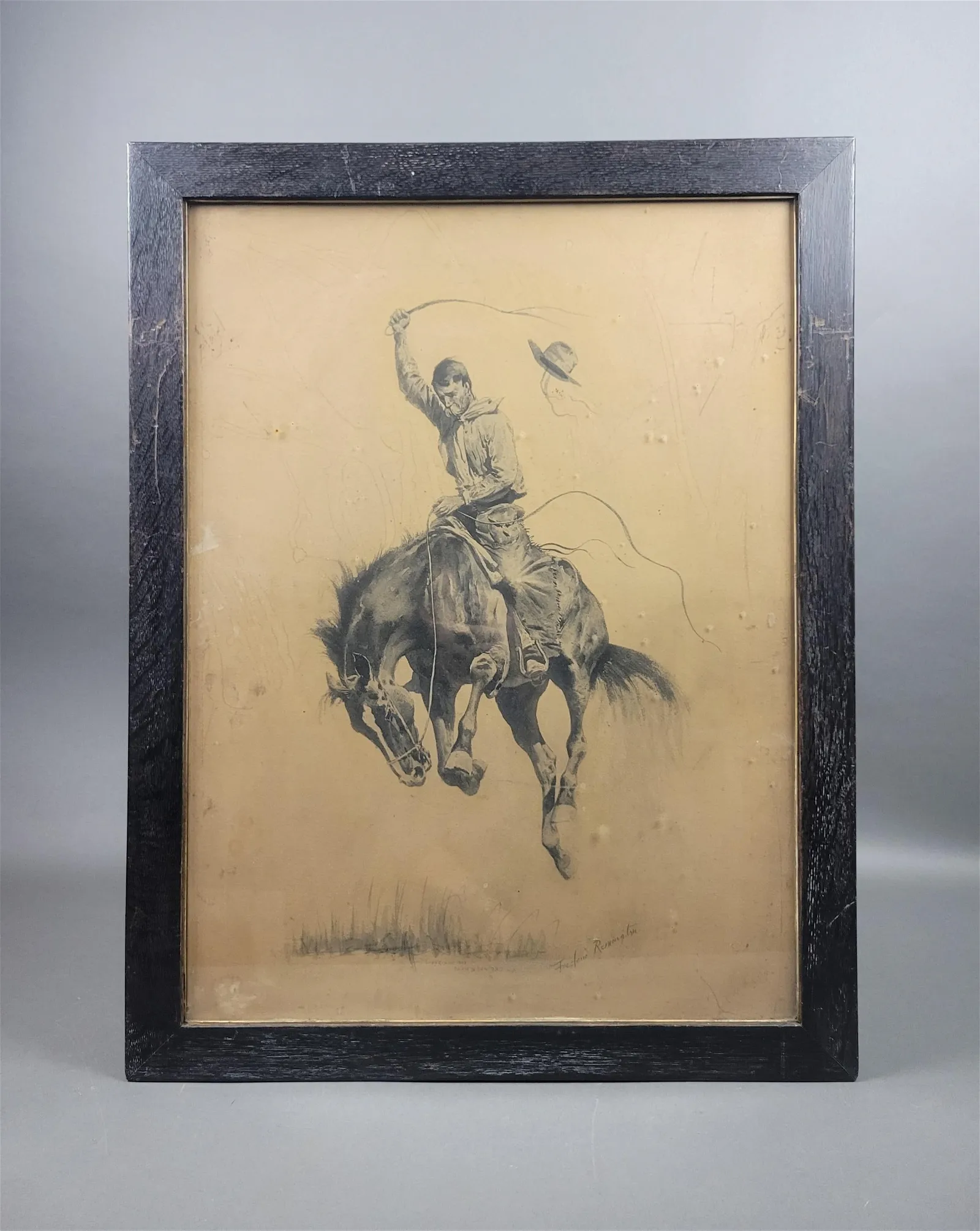 Frederic S. Remington, 'A Running Bucker,' estimated at $500-$700 at Quinn's.