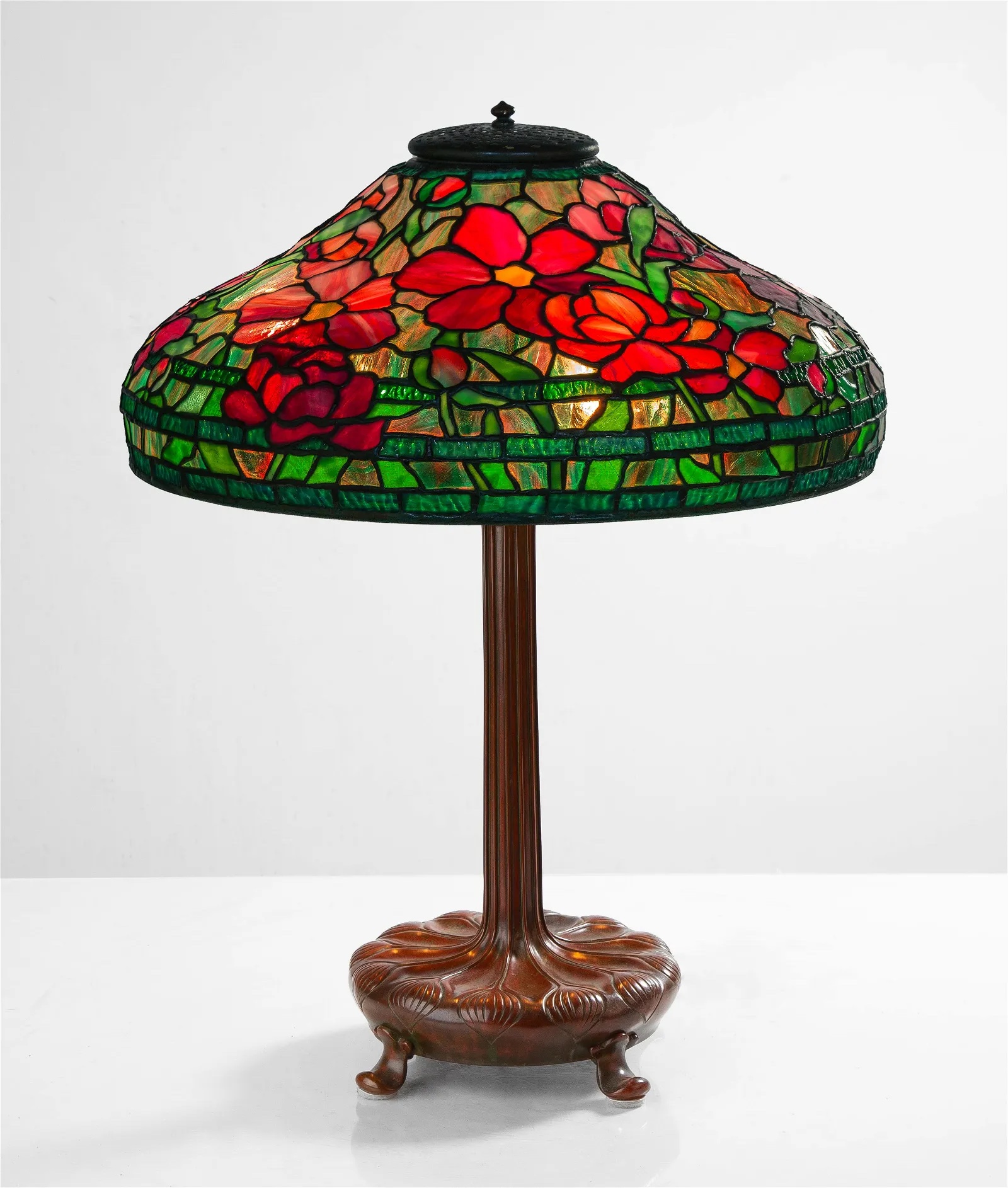 Tiffany Studios Peony lamp, estimated at $60,000-$90,000 at Cottone Auctions.
