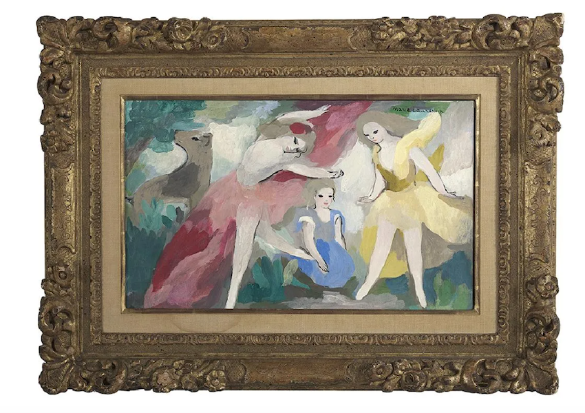 This oil on canvas painting of three girls and a dog by Marie Laurencin, ‘Trois Jeunes Filles et Un Chien,’ sold for $60,000 plus the buyer’s premium in April 2018. Image courtesy of New Orleans Auction Galleries and LiveAuctioneers.