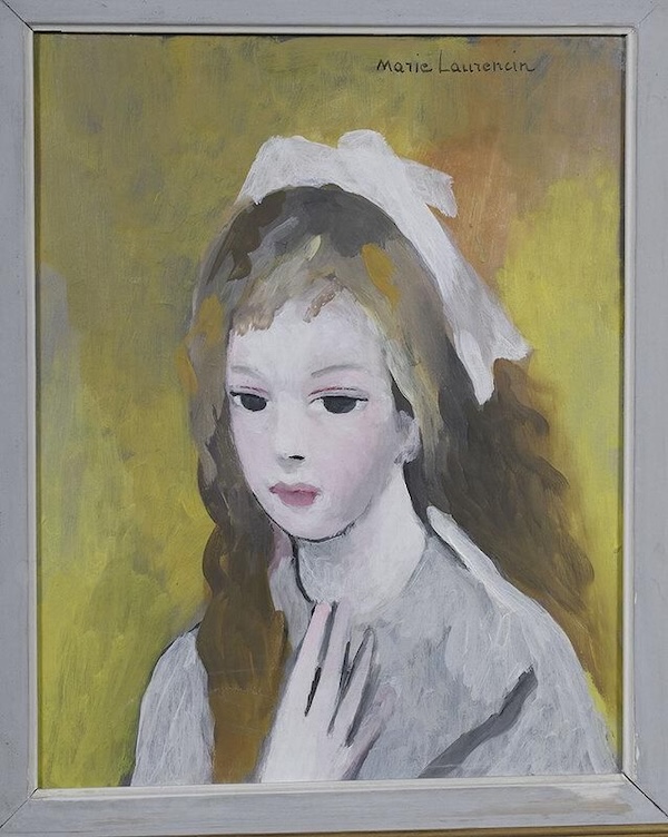 A signature Marie Laurencin portrait, featuring the sitter gazing directly at the viewer with large and dark eyes, achieved $30,000 plus the buyer’s premium in December 2020. Image courtesy of Brunk Auctions and LiveAuctioneers.