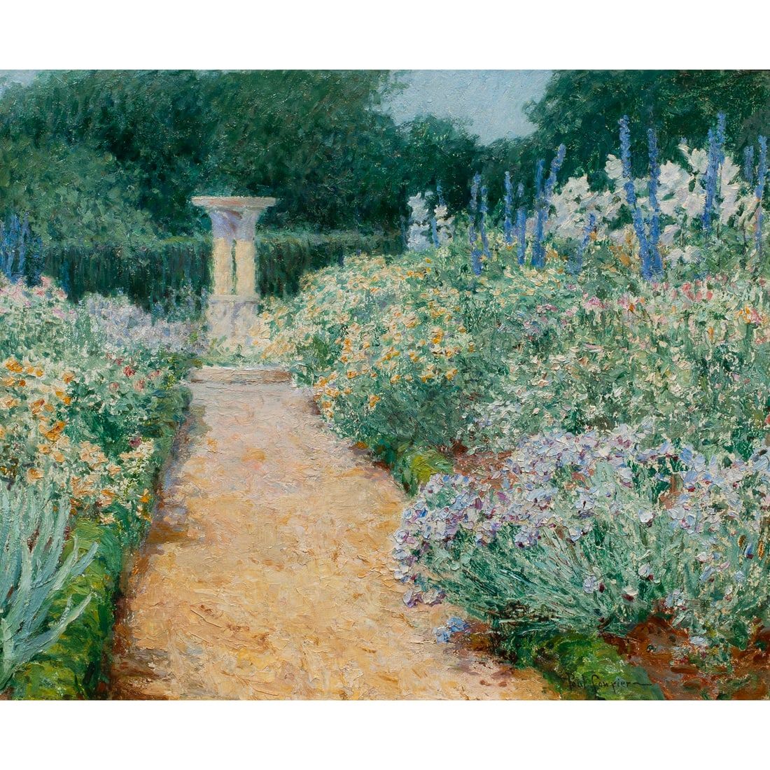 Paul Sawyier, ‘Garden with Fountain’, which hammered for $37,000 and sold for $49,125 with buyer’s premium at Clars Auction Gallery.