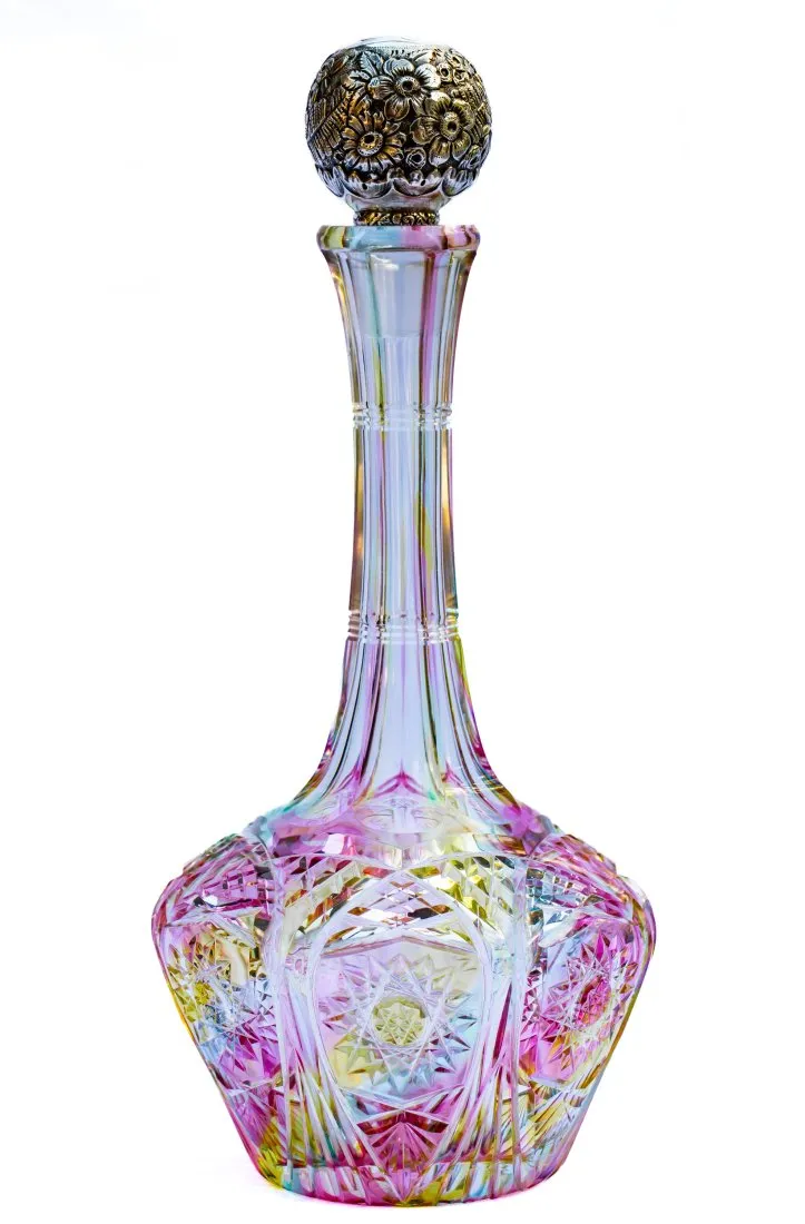 Rainbow American Brilliant Cut Glass decanter, estimated at $7,500-$9,500 at CriticalGlass.com.