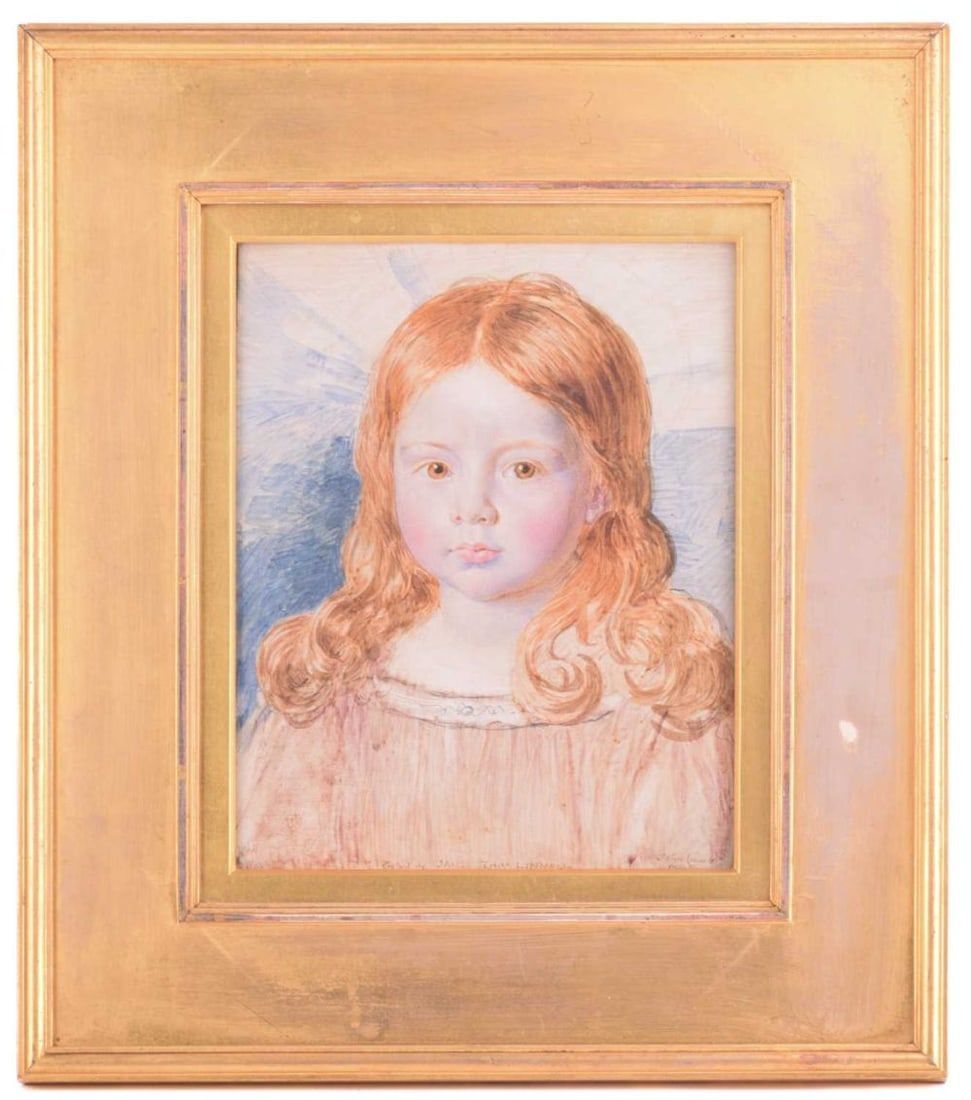 John Linnell’s watercolor and pen bust-length portrait of his son James, which hammered for £5,500 ($6,945) and sold for £7,480 ($9,445) at Dawsons Auctioneers.