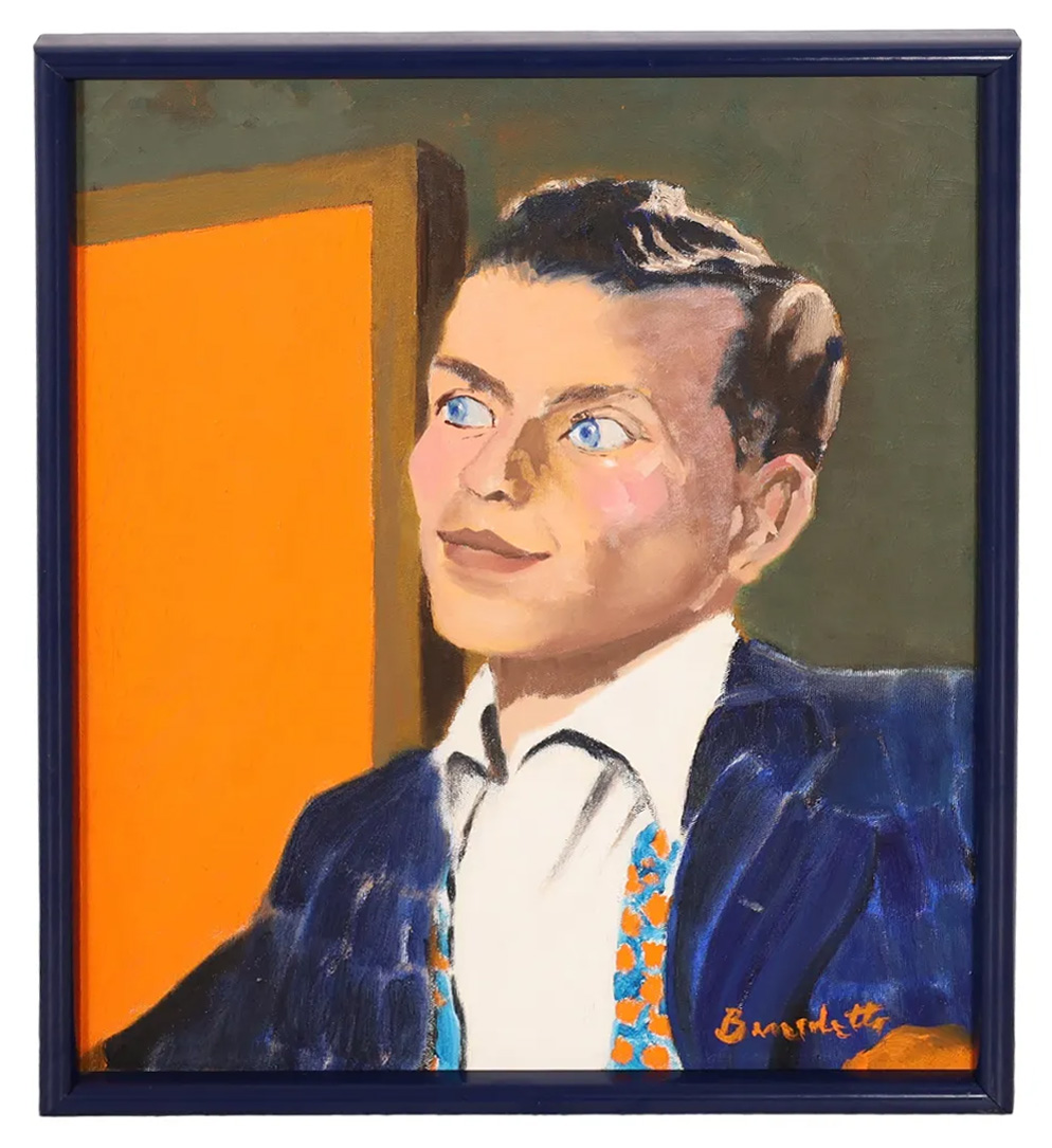 Tony Bennett’s portrait of a young Frank Sinatra, estimated at $10,000-$20,000 at Regency Auction House.