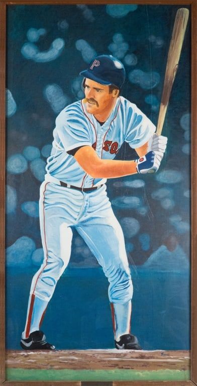 Monumental portrait of Red Sox player Wade Boggs, which hung in McCoy Stadium in Pawtucket, Rhode Island, estimated at $2,000-$3,000 at Bruneau & Co.