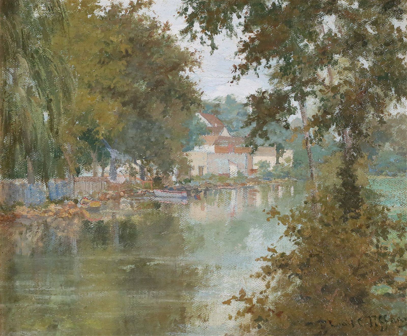 River landscape by Louis Comfort Tiffany, estimate $6,000-$8,000 at Willow Auction House.