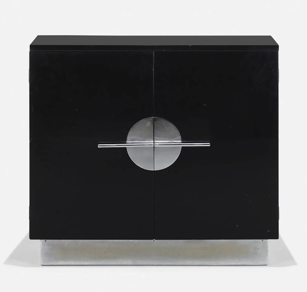 This Walter Dorwin Teague black lacquered cabinet realized $3,000 plus the buyer’s premium in January 2023. Image courtesy of Wright and LiveAuctioneers.