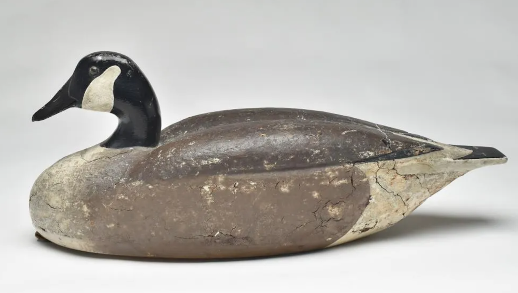 A cork body Canada goose by Charles E. ‘Shang’ Wheeler made $8,000 plus the buyer’s premium in November 2021. Image courtesy of Guyette & Deeter, Inc. and LiveAuctioneers.
