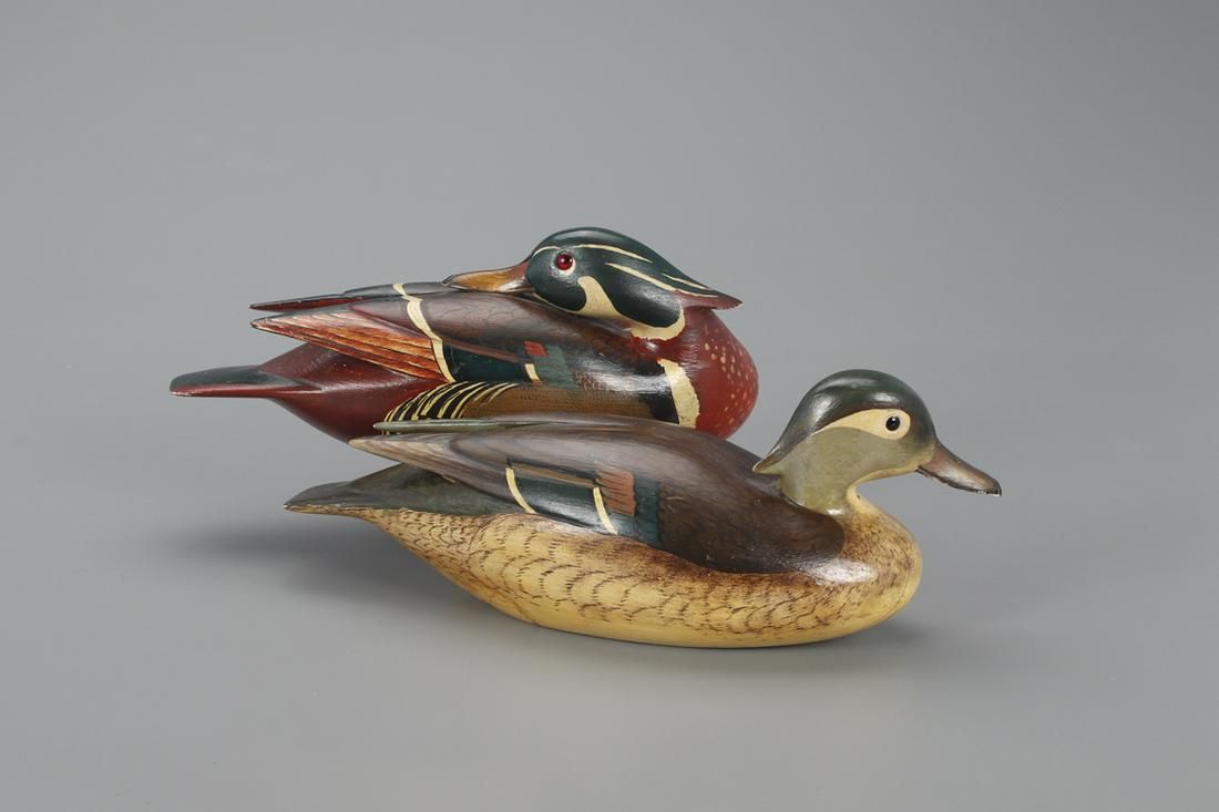 A different view of a circa-1940 pair of wood ducks by Charles E. ‘Shang’ Wheeler that earned $47,500 plus the buyer’s premium in July 2021. Image courtesy of Copley Fine Art Auctions and LiveAuctioneers.