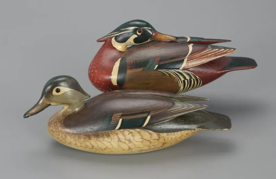 A circa-1940 pair of wood ducks by Charles E. ‘Shang’ Wheeler earned $47,500 plus the buyer’s premium in July 2021. Image courtesy of Copley Fine Art Auctions and LiveAuctioneers.