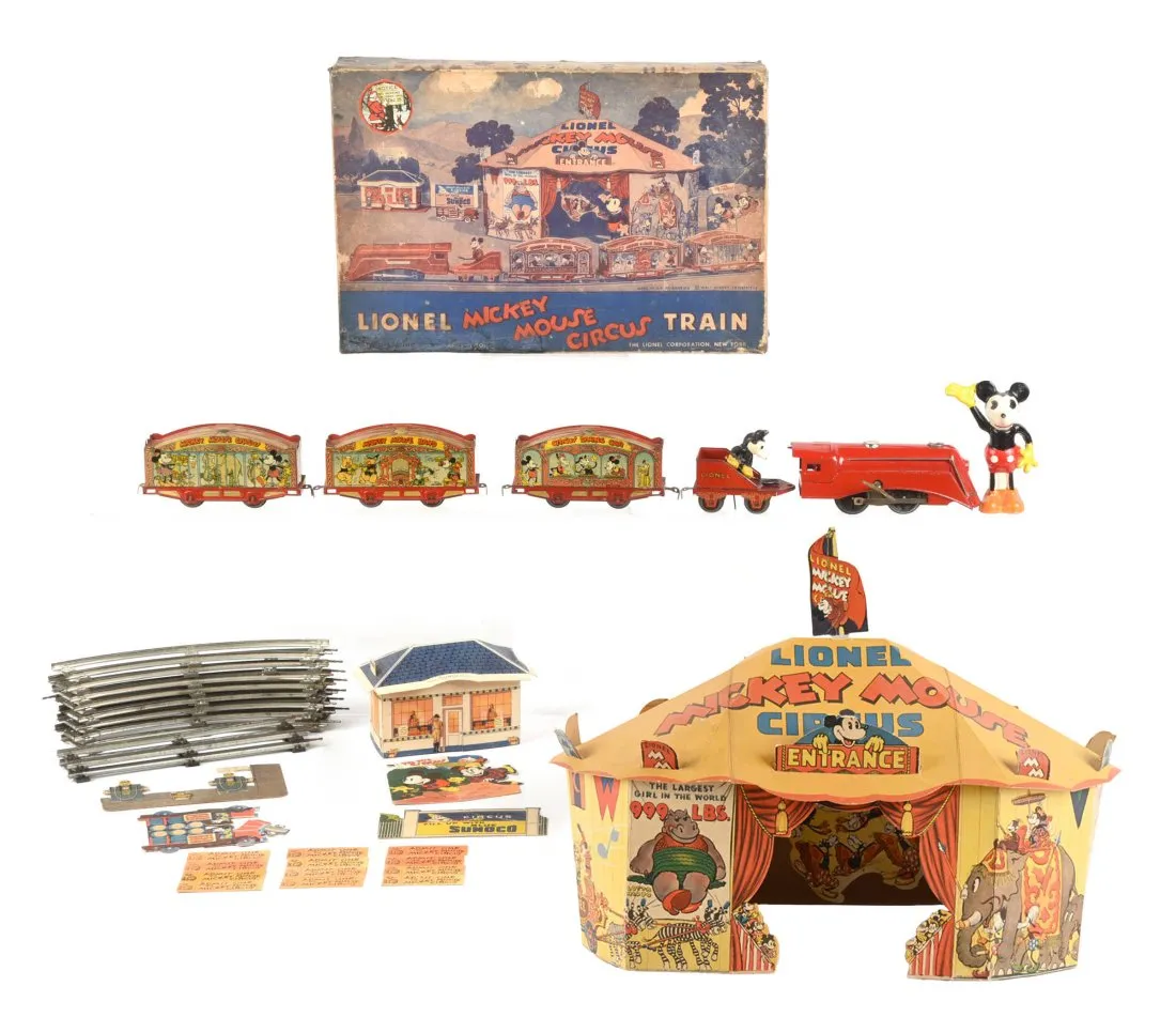Lionel Mickey Mouse Circus Train set, which sold for $8,750 ($10,765 with buyer’s premium) at Morphy.