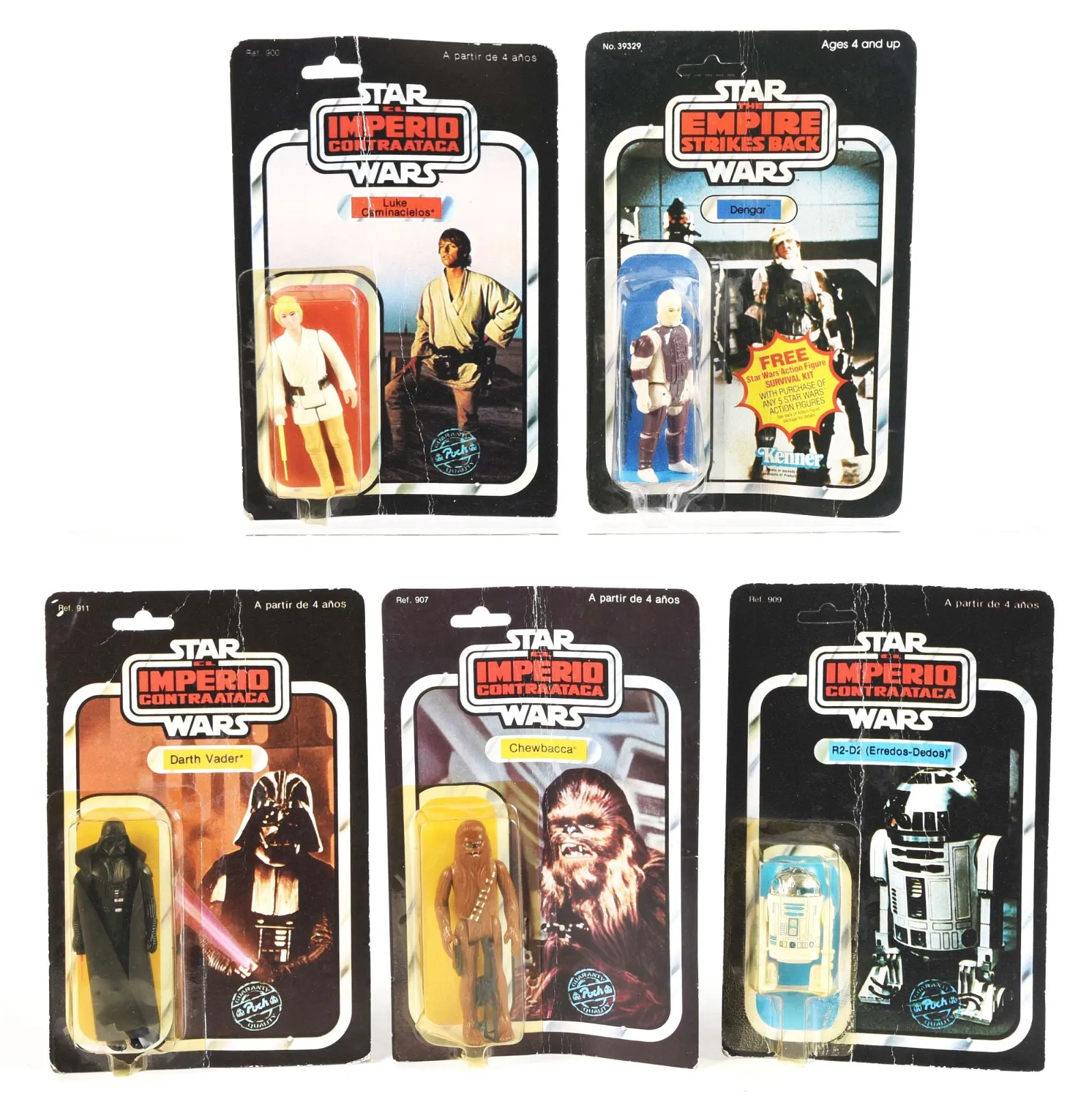 Five Spain-market carded Star Wars figures, which sold for $11,000 ($13,530 with buyer’s premium) at Morphy.