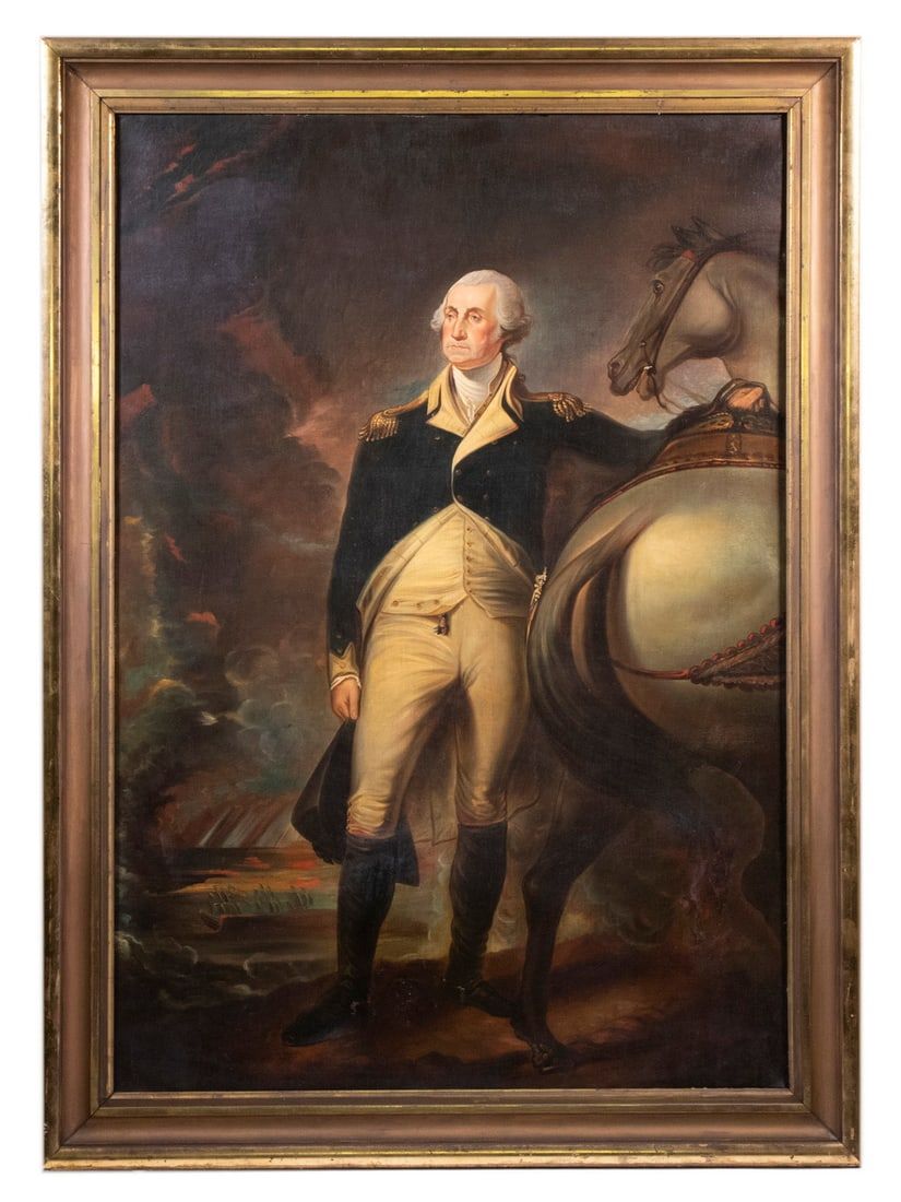 ‘George Washington at Dorchester Heights’, a full-length portrait after Gilbert Stuart, which sold for $32,500 at Thomaston Place Auction Galleries.