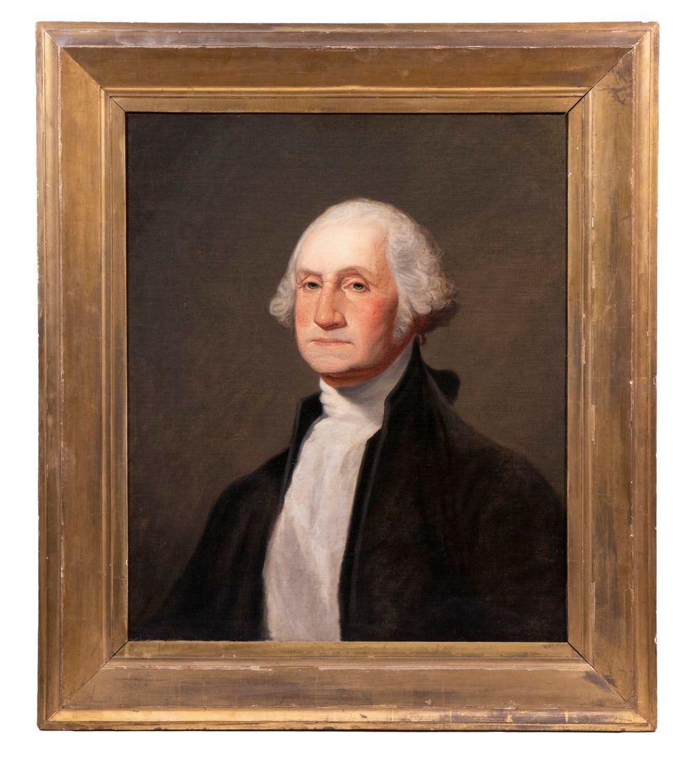 Bust portrait of George Washington attributed to Gilbert Stuart, which sold for $33,750 at Thomaston Place Auction Galleries.
